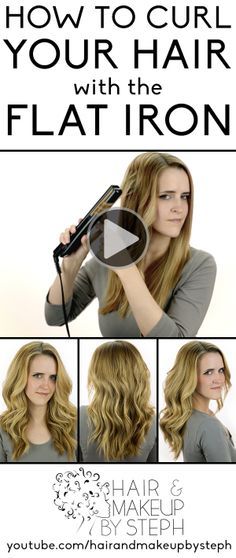 Video tutorial for how to curl your hair with the flat iron. Flat Iron Curls Tutorial, Curl Tutorial, Curl Your Hair, Flat Iron Curls, Flat Irons, Super Hair, Flat Iron Hair Styles, Hair Wedding, Soft Curls