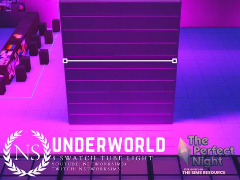 The Sims Resource - The Perfect Night - Underworld Horizontal Tube Light Sims Led Lights, Led Light Sims 4 Cc, Sims 4 Cc Led Strip Lights, Sims 4 Cc Led Lights, Sims 4 Neon Lights Cc, Sims 4 Led Lights Cc, Autumn Dining, Floor Plants, Cyberpunk City