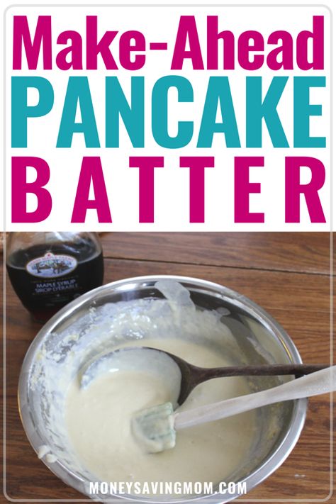 Here is an easy way to make breakfast the night before so its super easy to cook the next morning! Use this make-ahead pancake batter! #pancakerecipe #pancakes #makeaheadmeals Make Ahead Pancake Mix Recipe, Make Ahead Pancake Batter, Make Ahead Pancakes, Camping Pancakes, Easy Pancake Batter, Pancake Batter Recipe, Pancake Mix Recipe, Batter Recipe, Griddle Cooking