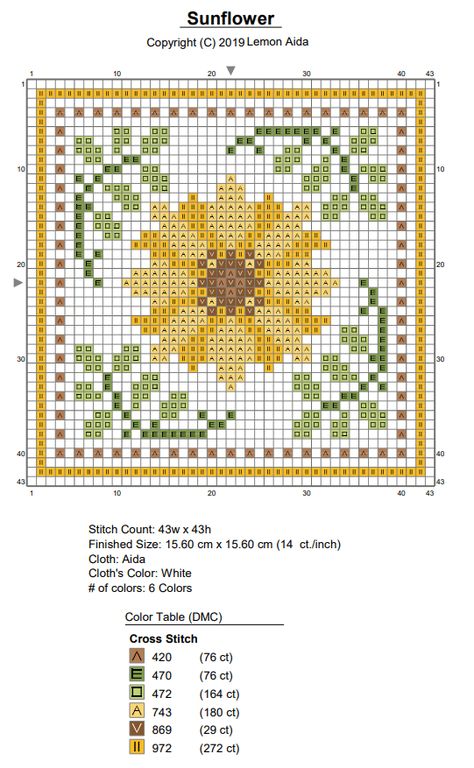 Sunflower Cross Stitch Pattern, Sunflower Cross Stitch, Cross Stitch Sunflower, Biscornu Cross Stitch, Cross Stitch Freebies, Cross Stitch Pillow, Pola Kristik, Cross Stitch Patterns Flowers, Cross Stitch Bookmarks