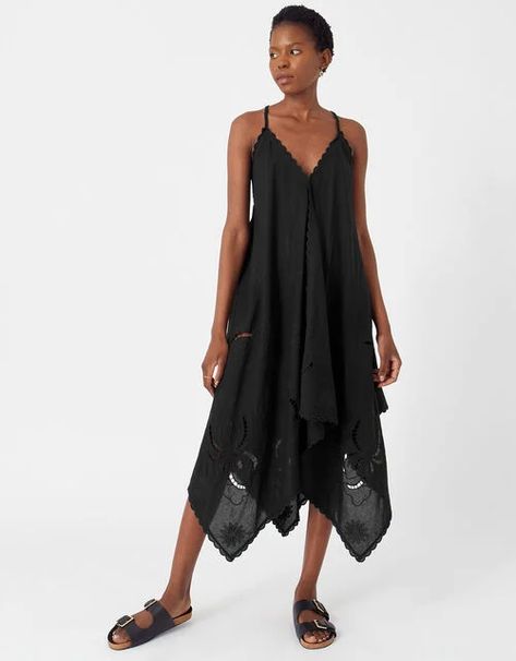 Cutwork Hanky Hem Dress Black | Beach holiday dresses | Accessorize UK Beach Holiday Dresses, Hanky Hem, Beach Bar, The Seaside, Cut Work, Hem Dress, S Models, Dress Materials, At The Beach