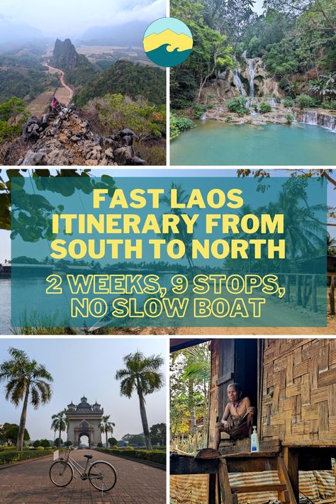 Our fast paced 2 weeks in Laos itinerary will bring you to the most beautiful places in Laos – from the far south to the far north. South East Asia Backpacking, Backpacking Routes, Laos Travel, Singapore Travel, Asia Travel Guide, Southeast Asia Travel, Group Travel, Beautiful Country, Travel Board