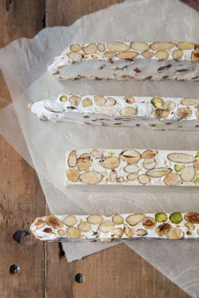 Homemade Torrone Recipe • theVintageMixer.com #ediblegifts #homemadecandy Torrone Recipe, French Creme, Nougat Recipe, French Buttercream, حلويات عربية, Caramel Recipe, Coconut Dessert, Cream Dip, French Cream