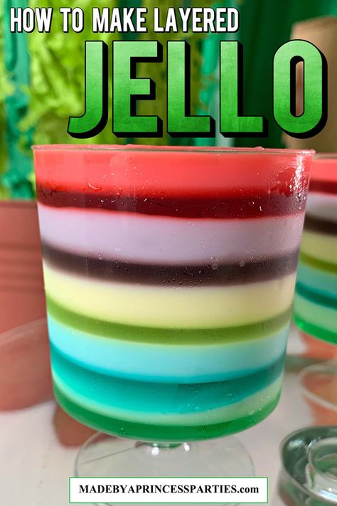 Learn How to Make Layered Rainbow Jello with Condensed Milk Jello Layered Dessert Condensed Milk, Cute Jello Ideas, Layered Jello Recipe Condensed Milk, Jello With Condensed Milk, Jello Layers, Ribbon Jello, Rainbow Jello Recipe, Layered Jello Recipe, Jello Deserts