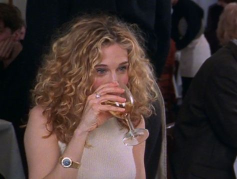 Fashion Is Served Carrie Bradshaw, Curly Hair, A Woman, Wine, Glass, Hair