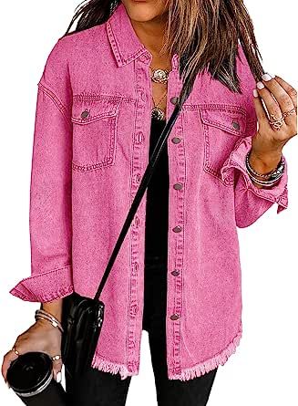 Transeasonal Outfits, Pink Jean Jacket, Jean Jackets For Women, Long Sleeve Jean Jacket, Nashville Outfit, Boyfriend Denim Jacket, Womens Denim Skirts, Jacket Making, Denim Jacket Fashion