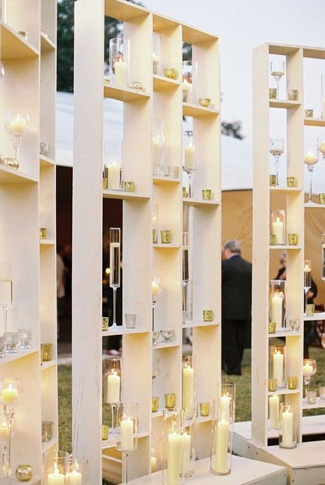 Candle Wall Wedding, Candle Backdrop, Wedding Ceremony Backdrop Outdoor, Ceremony Backdrop Outdoor, Candles Reception, Outdoor Wedding Lighting, Tented Reception, Ceremony Candles, Bee Wedding