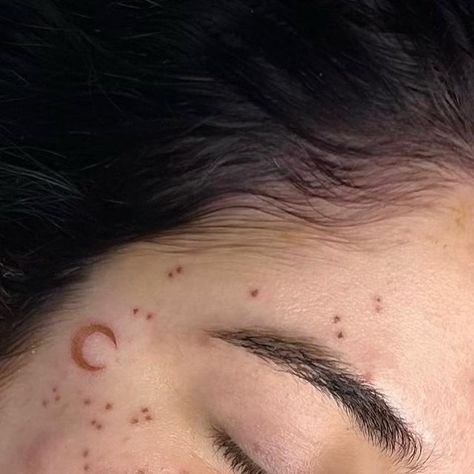 Megan | Cosmetic Tattoo Artist | 𝕭𝖗𝖔𝖜 𝖂𝖎𝖙𝖈𝖍 on Instagram: "Celestial Freckles ✨🌙  Thank you for taking the trip to get these cuties, Sara!   #freckles #freckletattoos" Star Freckle Tattoo Face, Star Freckles Aesthetic, Black Hair And Freckles, Freckles Tattoo, Freckle Tattoo, Tattooed Freckles, Feminist Tattoo, Celestial Tattoo, Cosmetic Tattoo