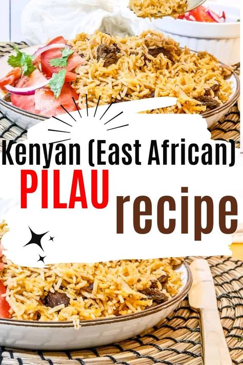 Kenyan Rice Recipe, Swahili Pilau Recipe, Pilau Recipe Kenyan, Pilau Rice Recipe Tanzania, Pilau Rice Recipe Kenya, East African Recipes, African Rice Recipes, Swahili Dishes, Kenyan Dishes