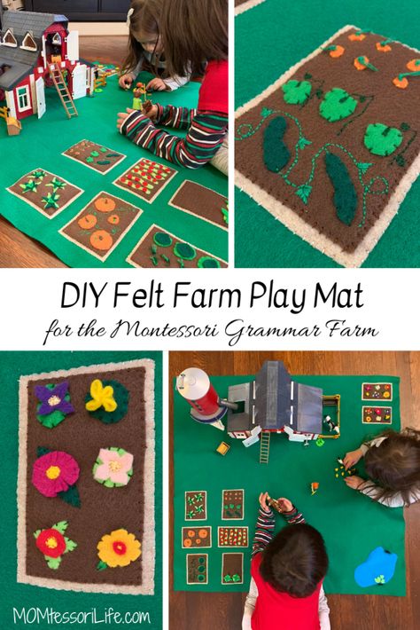 Felt Play Mat Diy, Farm Play Mat, Play Mat Diy, Montessori Grammar, Grammar Work, Farm Play, Diy Montessori Toys, Felt Play Mat, Montessori Diy