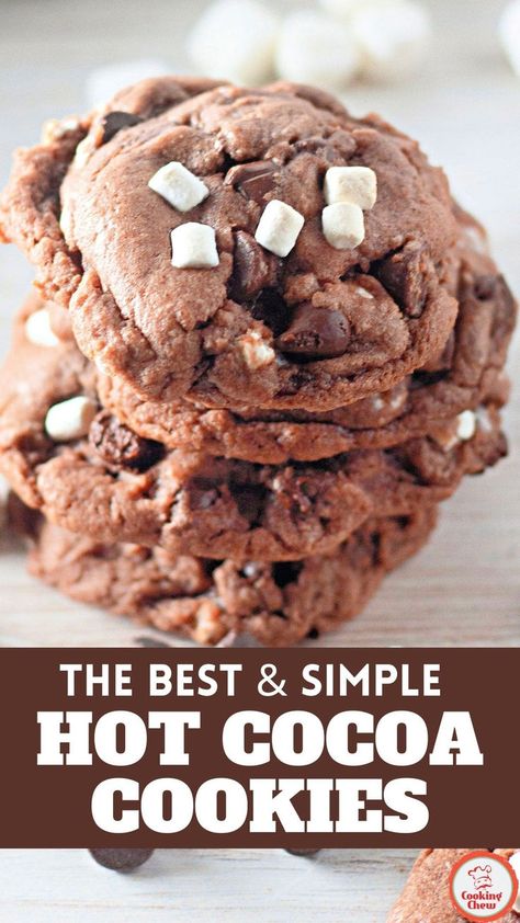 Easy hot cocoa cookies filled with marshmallows for a cozy holiday dessert! These are the best cookies to bake for Christmas gatherings. Hot Chocolate Cookies Recipe, Easy Hot Cocoa Cookies, Dessert Recipes Christmas, Marshmallow Cookies, Chocolate Cookie Recipes Easy. Hot Cocoa Cookies Recipe, Cocoa Cookies Recipe, Hot Chocolate Cookies Recipe, Easy Hot Cocoa, Chocolate Cookie Recipes Easy, Hot Chocolate Cookie Recipes, Dessert Recipes Christmas, Cookie Recipes Easy, Soft Chewy Cookies