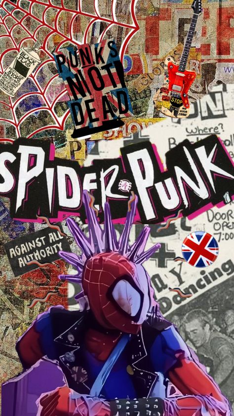 #spiderpunk #hobiebrown #accrossthespiderverse Marron Aesthetic, Punk Spider Man, Spiderman Poster, Spider Punk, Spaider Man, Black Spiderman, Punk Aesthetic, Spiderman Pictures, Marvel Posters