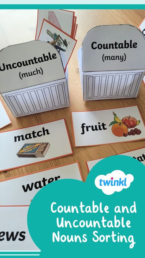 countable and uncountable nouns sorting activity for Nigerian children. Nouns For Kids, Countable And Uncountable Nouns, Nouns Activities, Uncountable Nouns, Teacher Motivation, Esl Teaching Resources, Treasure Chests, English Teaching Materials, Nouns Worksheet