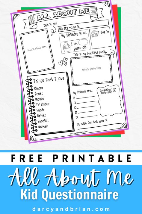 School Icebreakers, All About Me Book, Free Printable Activities, Kids Pages, Fun Fall Activities, Autumn Activities For Kids, Educational Printables, Kids Journal, Teacher Printable