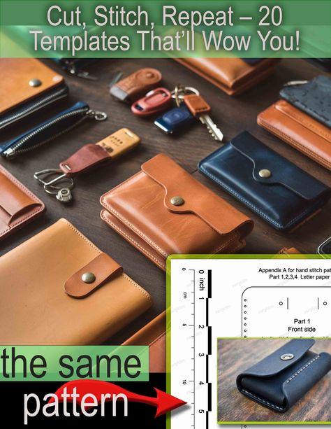 Leather Pattern Handmade Leather Purse, Custom Keychains, Bag Template, Leather Patterns, Leather Craft Projects, Leather Crafting, The Creative Process, Wallet Pattern, Find Joy