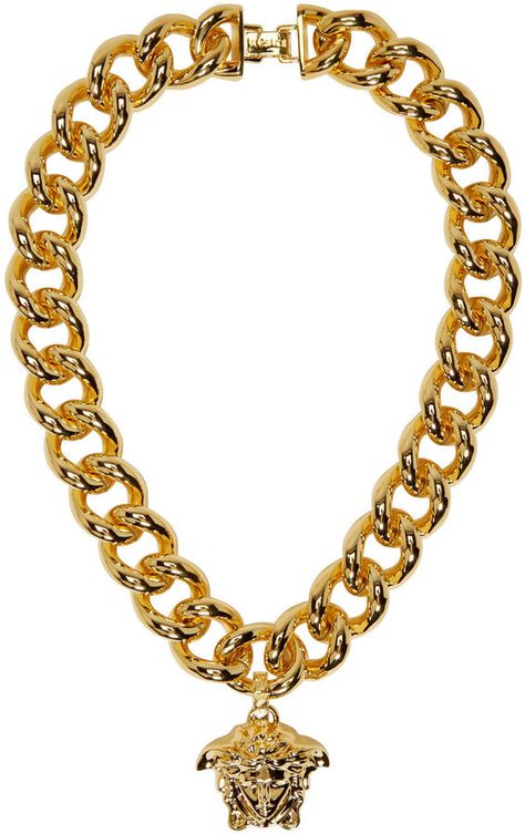 Versace Gold Thick Chain Medusa Necklace Gold Chain Png, Art Trace, Chain Png, Versace Pendant, Medusa Necklace, Gold Chain Men, Versace Necklace, Thick Gold Chain, Thick Chain Necklace