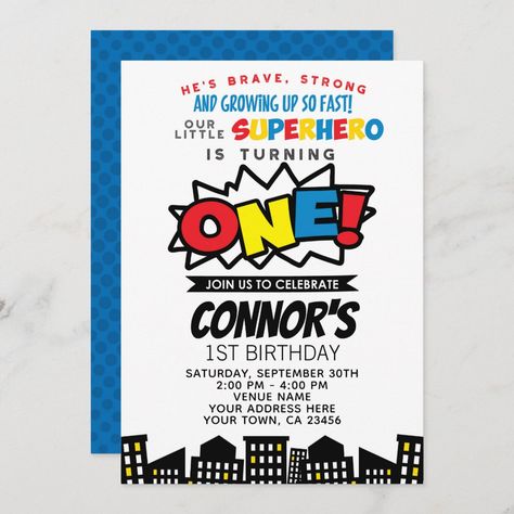 1st Birthday Twins, Superman Happy Birthday, Superhero First Birthday, Happy Birthday Invitation, Birthday Twins, Superhero Birthday Invitations, Halloween Birthday Invitations, 21st Birthday Invitations, 60th Birthday Invitations