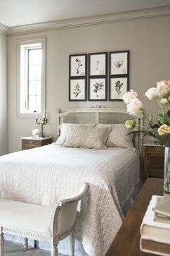 Beautiful room. What is the paint color on the walls? Anew Gray Sherwin Williams, Anew Gray, Transitional Bedroom, Traditional Bedroom, Stylish Bedroom, Bedroom Paint, Elegant Interiors, Master Bedrooms Decor, Ideas Pictures