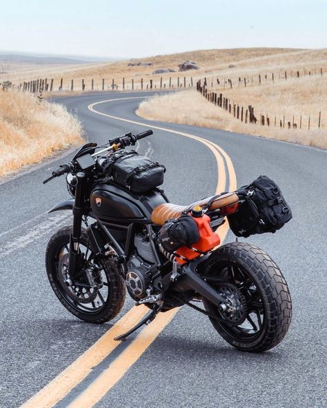 has his Ducati Scrambler set up for the road Whats your favorite setup? Have tips? Feel free to... Ducati Scrambler Custom, Adventure Bike Motorcycles, Xe Ducati, Motorcycle Backpacks, Moto Scrambler, Cb 300, Scrambler Custom, Мотоциклы Cafe Racers, Scrambler Motorcycle