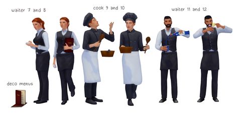 Sims 4 Waiter Outfit Cc, Waiter Outfit, Deco Sims, Sims 4 Restaurant, Sims Poses, Sims4 Clothes, Sims 4 Cc Furniture, Sims Hair, Sims 4 Cc Finds