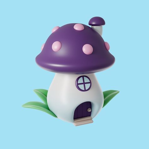 Fairy Mushrooms, Shape Illustration, Mushroom House, House Illustration, 3d Icons, Ios App Icon, Style Art, 3d Design, Anime Style