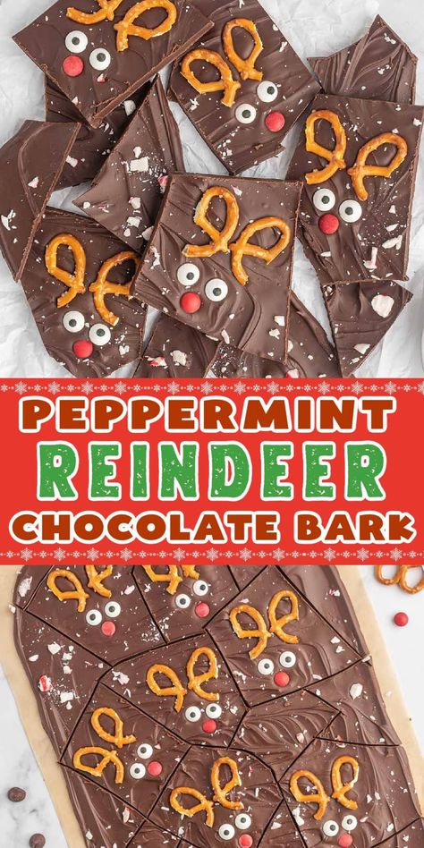 Princess Recipes, Christmas Activites, Reindeer Chocolate, Edible Candy, Pretzel Bark, Easy Dessert Recipes Christmas, Holiday Entertaining Food, Bake Christmas, Favorite Holiday Desserts