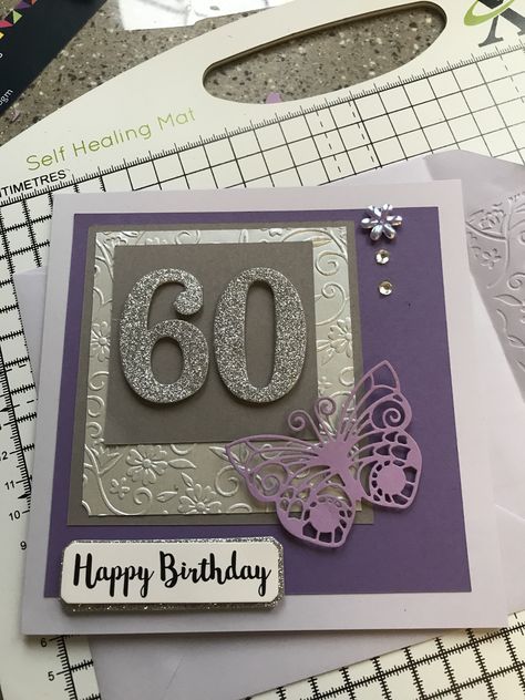 60th Cards For Ladies, 60th Birthday Cards For Ladies Handmade, 60th Birthday Cards For Ladies, 60th Birthday Card, Handmade Greeting Card Designs, Watercolor Birthday Cards, Sister Birthday Card, 60th Birthday Cards, Homemade Birthday Cards