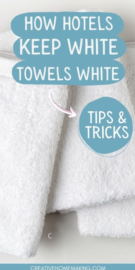 How To Whiten Towels Laundry, White Towels In Bathroom, How To Wash New Towels, Whiten Dingy Whites, Fresh Towels Laundry Tips, How To Clean White Towels, Get Towels White Again, Cleaning White Towels, How To Make White Towels White Again