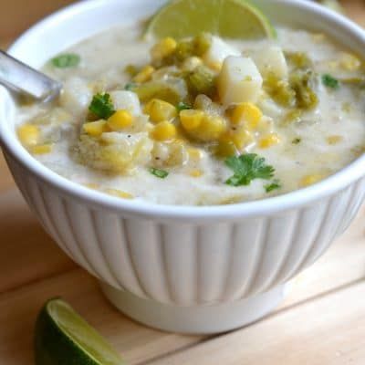 Potato, Green Chile and Corn Chowder | Good and Simple Green Chili Corn Chowder, Creamed Soups, Green Chile Corn, Bisque Recipes, Vegan Corn Chowder, Chile Recipes, Hatch Green Chile, Corn Chowder Recipe, Chowder Recipe