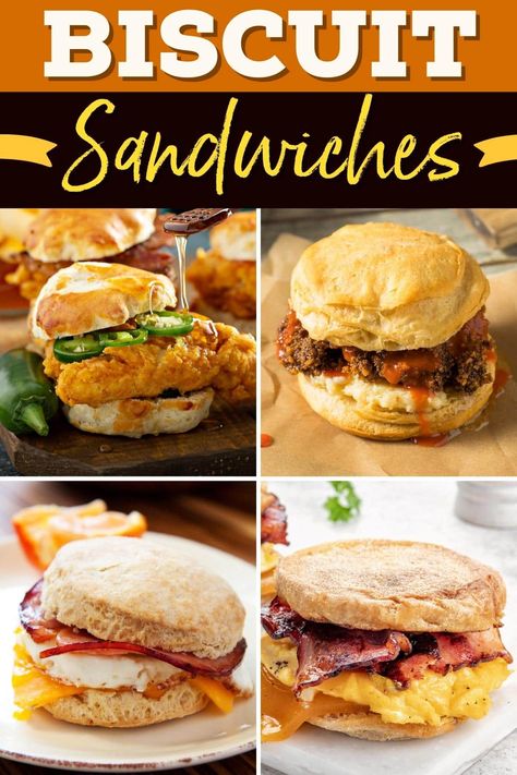 Level up breakfast with these tasty biscuit sandwiches! From ham and cheese to chicken and pork, each one is a hearty treat. Biscuits Sandwich Ideas, Biscuit Sandwiches Ideas, Bacon Biscuit Sandwich, Chicken Biscuit Breakfast Sandwich, Honey Chicken Biscuit Sandwich, Make Ahead Breakfast Biscuit Sandwich, Oven Baked Bacon, Au Jus Gravy, Yummy Biscuits