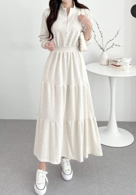 Korean Casual Dresses, Korean Style Dress Casual, Korean Long Dress Outfit, Korean Fashion Dress Casual Outfit Women, Korean Dress Ideas, Summer Outfit Concert, Skirt Outfits Indian, Long Dress Korea, Outfits Black Women Spring