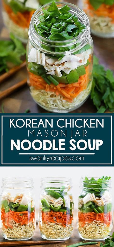 Mason Jar Asian Noodle Soup, Instant Mason Jar Soup, Ramen Mason Jar Recipes, Asian Mason Jar Recipes, Ramen Noodle Recipes In A Jar, Noodles Jar Recipes, Mason Jar Soup Lunch, Asian Soup In A Jar, Ramen Lunch Mason Jars