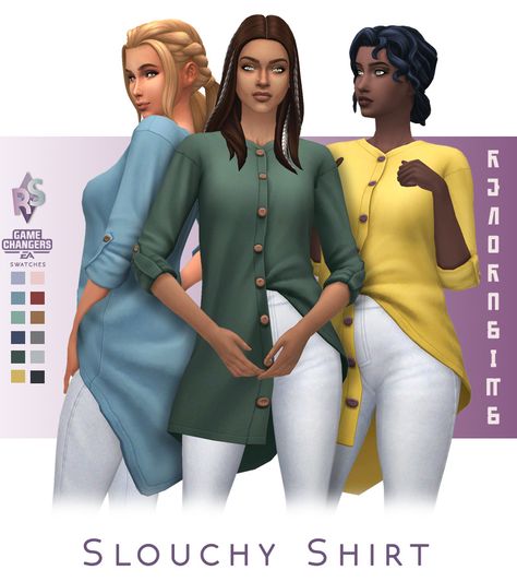 TS4mm Slouchy Shirt Sims 4 Shirts Maxis Match, Sims 4 Cc Maxis Match Clothing Shirt, Slouchy Shirt, Body Outfit, The Sims 4 Packs, Sims 4 Mm Cc, Sims 4 Mm, Cute Blouses, Sims Four