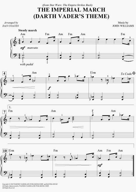 Digital Sheet Music for The Imperial March (Darth Vader's Theme) (Easy Piano) by John Williams scored for Easy Piano id:451857 Imperial March, Trumpet Sheet Music, Trumpet Music, Clarinet Music, Clarinet Sheet Music, Saxophone Sheet Music, Blues Piano, Learn Violin, Piano Score