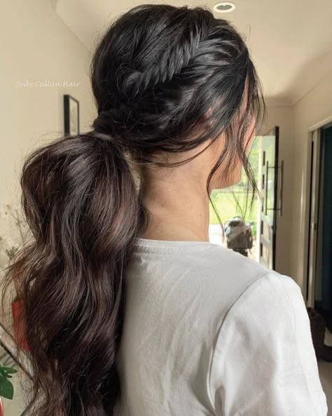 Fishtail Braid Bridesmaid, Ponytail Fishtail Braid, Braid Bridesmaid Hair, Ponytail Hairstyle Ideas, Key Tools, Volume Mousse, Bridal Ponytail, Bridesmaid Hair Inspo, Easy Ponytail