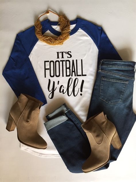 Its Football Ya'll Raglans! XS-2XL! School Spirit Shirts, Spirit Shirts, School Team, Vinyl Shirts, Soft Classic, Sports Mom, Gameday Outfit, Football Mom, Scalloped Hem