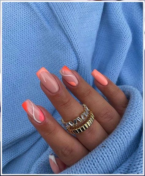 Looking for a summer gel nails trend that will last? Look no further than these sumptuous, glossy nails. Holiday Acrylic Nails, Summer Gel Nails, Peach Nails, Colorful Nails, Summery Nails, Cute Summer Nails, Acrylic Nails Coffin Short, Pink Acrylic Nails, Pretty Acrylic Nails