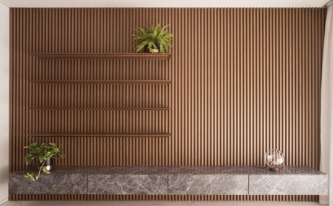 Japanese Slat Wall, Slatted Walls, Vertical Slats Wall, Mid Century Shelves, Slat Wall Display, Easy Shelves, Slatted Shelves, Slate Wall, Wood Slat Wall