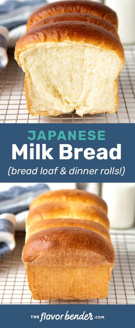 The softest, & milkiest Japanese milk bread, that will make the best sandwiches or dinner rolls! Learn step by step how to make the perfect milk bread loaf. #TheFlavorBender #BreadRecipes #DinnerRolls #Tangzhong #JapaneseMilkBread Milk Loaf Recipe, Best Bread Loaf Recipe, Japanese Loaf Bread, Asian Milk Bread, How To Make Milk Bread, Japanese Bread Recipes, Tangzhong Recipe, Milk Bread Recipes, Sandwich Bread Recipe No Yeast