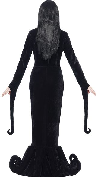 Duchess Of The Manor Costume, Morticia Costume Ladies Fancy Dress, Yellow Costume, Adams Family, Womens Fancy Dress, Comic Con Cosplay, Halloween Fancy Dress, Full Length Dress, Black Velvet Dress, Black Gown