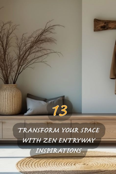 I love how a serene entryway can set the tone for your entire home. This space captures the essence of calm with its natural elements and minimalist design. The cozy textures and earthy colors create a welcoming atmosphere, perfect for unwinding after a long day. Here are 13 ideas to transform your own entryway into a tranquil retreat. Japandi Entrance Design, Zen Entryway Ideas, Apartment Lobby Entrance, Japandi Entrance, Zen Design Interior, Japandi Entryway, Japandi Dining Room, Zen Corner, Organic Modern Kitchen