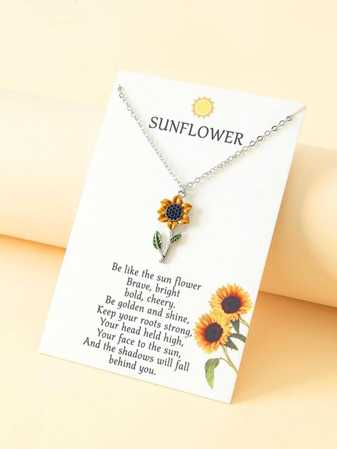 1pc Fashion Zinc Alloy Sunflower Pendant Necklace For Women For Daily LifeI discovered amazing products on SHEIN.com, come check them out! Diy Jewelry Making Bracelets, Sunflower Pendant, Sunflower Necklace, Jewelry Making Bracelet, Fingerless Gloves Knitted, Circle Pendant Necklace, Craft Accessories, Earring Crafts, Circle Pendant