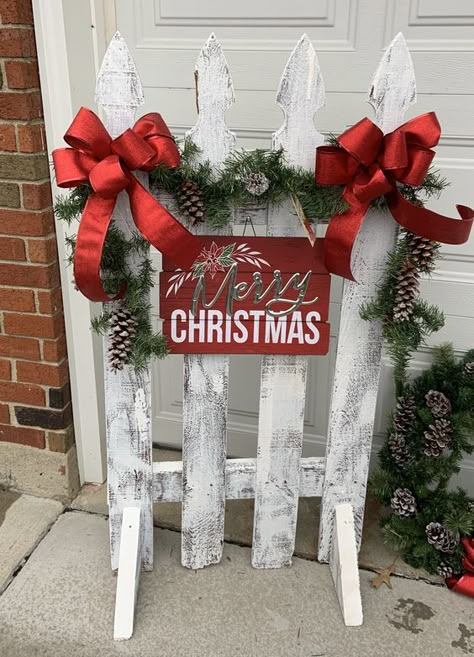 100+ DIY Dollar Tree Christmas Crafts that spells out Love, Hope & JOY - Hike n Dip Wood Fence Christmas Decorations, Diy Dollar Tree Christmas Crafts, Christmas Fence, Dollar Tree Christmas Crafts, Diy Dollar Tree Christmas, شرم الشيخ, Wood Christmas Decorations, Christmas Diy Wood, Pallet Christmas Tree