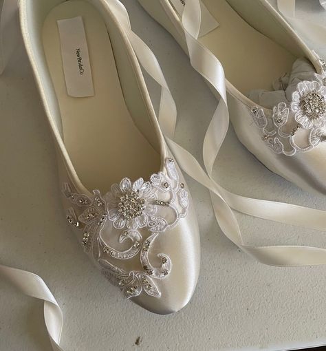 "THIS LISTING IS FOR A READY TO SHIP SIZE: 12W IVORY, And size: 9 Ivory SHOES, PLEASE MEASURE YOUR FEET LENGHT TO ENSURE SHOES FIT. Size: 9M (Medium average width)  inside length: 9\"  Size: 12W(wide width) INSIDE LENGHT: 10 3/4\", WIDTH 3 3/8\" (you may measure the width of your own shoes at the widest front inside sole part of your shoes. SHOES CAN NOT BE RETURNED OR EXCHANGED, PLEASE MAKE SURE. Colors Available: White/Silver, (as shown in pictures) lighting makes it look darker, **you may buy Ballet Slipper Wedding Shoes, Elegant Wedding Flats, Ballet Wedding Shoes, Weddings Shoes, Vintage Wedding Shoes, White Ballet Shoes, Flat Wedding Shoes, Wedding Ballet Flats, Ivory Flats