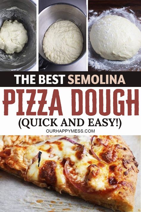 Pizza Dough Recipe With Semolina, Pizza Dough Semolina Flour, Pizza Dough With Semolina Flour, Semolina Pizza Dough Recipe, Semolina Pizza Dough, Pizza Dough Quick, Dough Bread Machine, Semolina Recipes, Pizza Dough Bread Machine