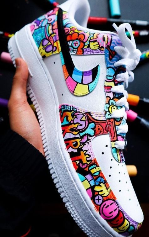 Customized Air Force 1, Cool Nike Shoes, Gawx Art, Graffiti Clothing, Air Force One Shoes, Custom Sneakers Diy, Canvas Bag Design, Custom Painted Shoes, Custom Shoes Diy