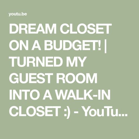 DREAM CLOSET ON A BUDGET! | TURNED MY GUEST ROOM INTO A WALK-IN CLOSET :) - YouTube Turn Extra Bedroom Into Closet, How To Turn A Bedroom Into A Closet, Spare Room To Walk In Closet, Making A Room Into A Closet, Turning A Bedroom Into A Walk In Closet, Turning Bedroom Into Closet, Wardrobe Room Ideas, Bedroom Converted To Closet, Turn Room Into Walk In Closet