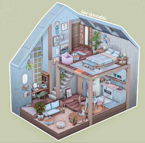 The Sims 4 Builds, Sims Room, Sims 4 Loft, Sims 4 Builds, Boho Apartment, Sims 4 Stories, Sims 4 Challenges, Tiny House Exterior, Sims Houses