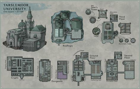 My map for the magic school players are visiting soon: Tarslemoor University - dndmaps Magic Academy Building, Strixhaven Maps, Dnd Wizard, My Map, San Myshuno, Building Map, Tabletop Rpg Maps, Dnd Dragons, Map Pictures