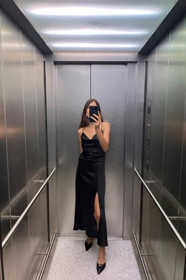 Dresses for Women | ZARA United States - Page 7 Black Satin Slip Dress, Black Slip Dress, Black Satin Dress, Event Outfit, Ruched Midi Dress, Maxi Slip Dress, Satin Midi Dress, Satin Slip Dress, Black Maxi